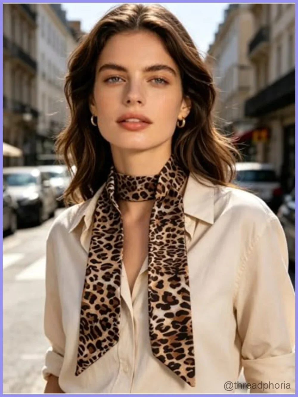 Leopard Print Skinny Scarf Long Neck Scarf Hair Waistband Accessory